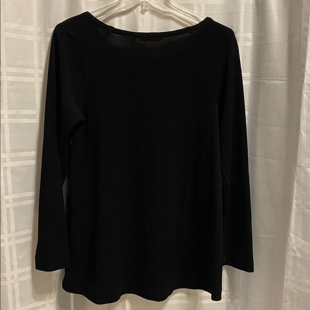 Soft Surroundings Japara Long Sleeves Asian Floral Print Black Top Size Medium - Picture 4 of 4